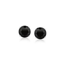 14k Wgold Round 1.50ct Black Topaz Stud Earrings