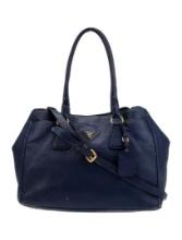 Prada Logo Nero Vitello Daino Leather Shldr Bag