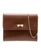 Nina Ricci Brn Leather Bow & Chain-link Shldr Bag