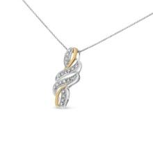 10k Gold-pl. Round .06ct Diamond Swirl Necklace