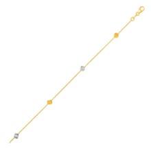 14k Two-tone Gold Polished Cubes Bracelet