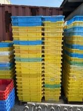 Approximately 100 Plastic Blueberry Bins with Pallet