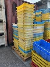 Approximately 100 Plastic Blueberry Bins with Pallet