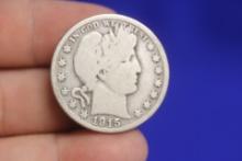 A 1915-d Barber Silver Half Dollar