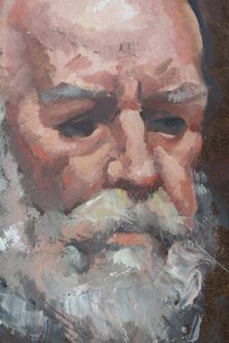 An Oil on Board of a Man