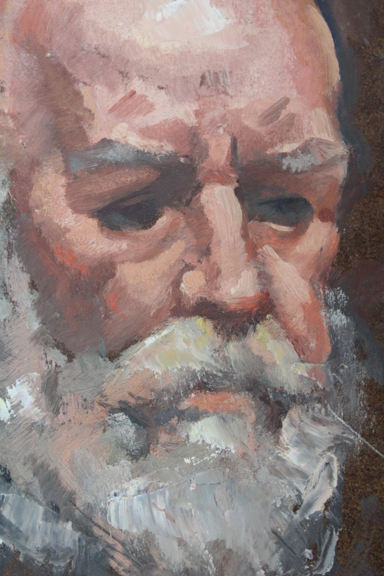 An Oil on Board of a Man