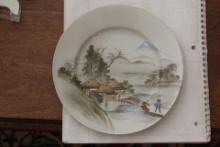 Antique Kutani Porcelain Plate of Mount Fuji