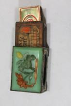 Rare Chinese Peking Glass/Jade Carnelian Match Box