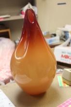 Signed Flux Glass Design Art Glass Vase