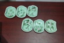 Set of 6 Small Chinese or Asian Celadon Dishes