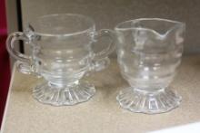 Glass cream and sugar container