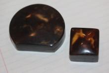 Lot of 2 Faux Tortoise Shell Trinket Boxes