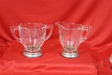Set of Two Sterling Rim Cream and Sugar Container