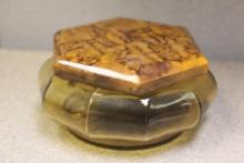 Amber Coloured Glass Jar