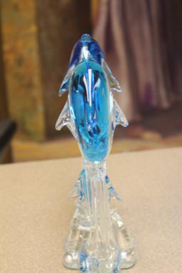 Art Glass Dolphins Group