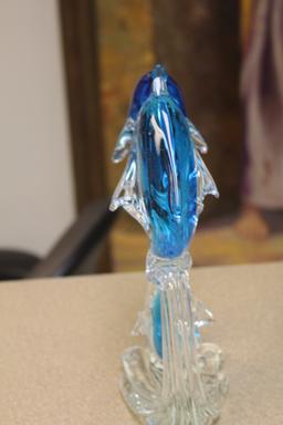 Art Glass Dolphins Group