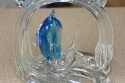 Art Glass Dolphins Group