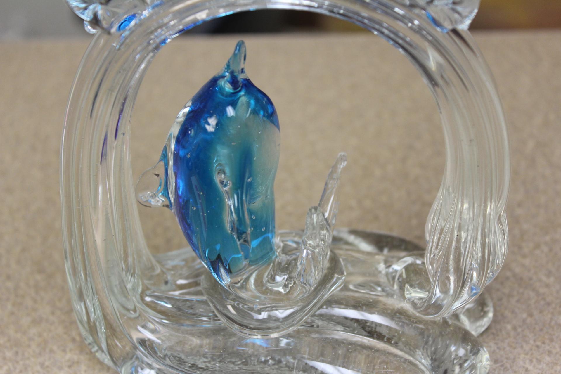 Art Glass Dolphins Group