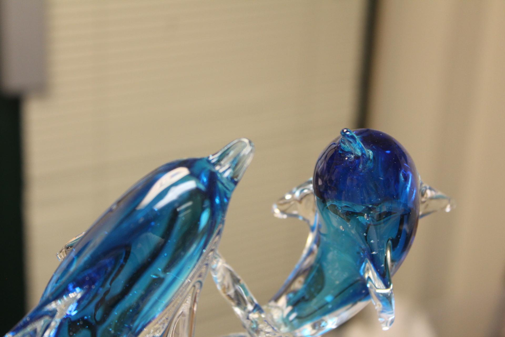 Art Glass Dolphins Group