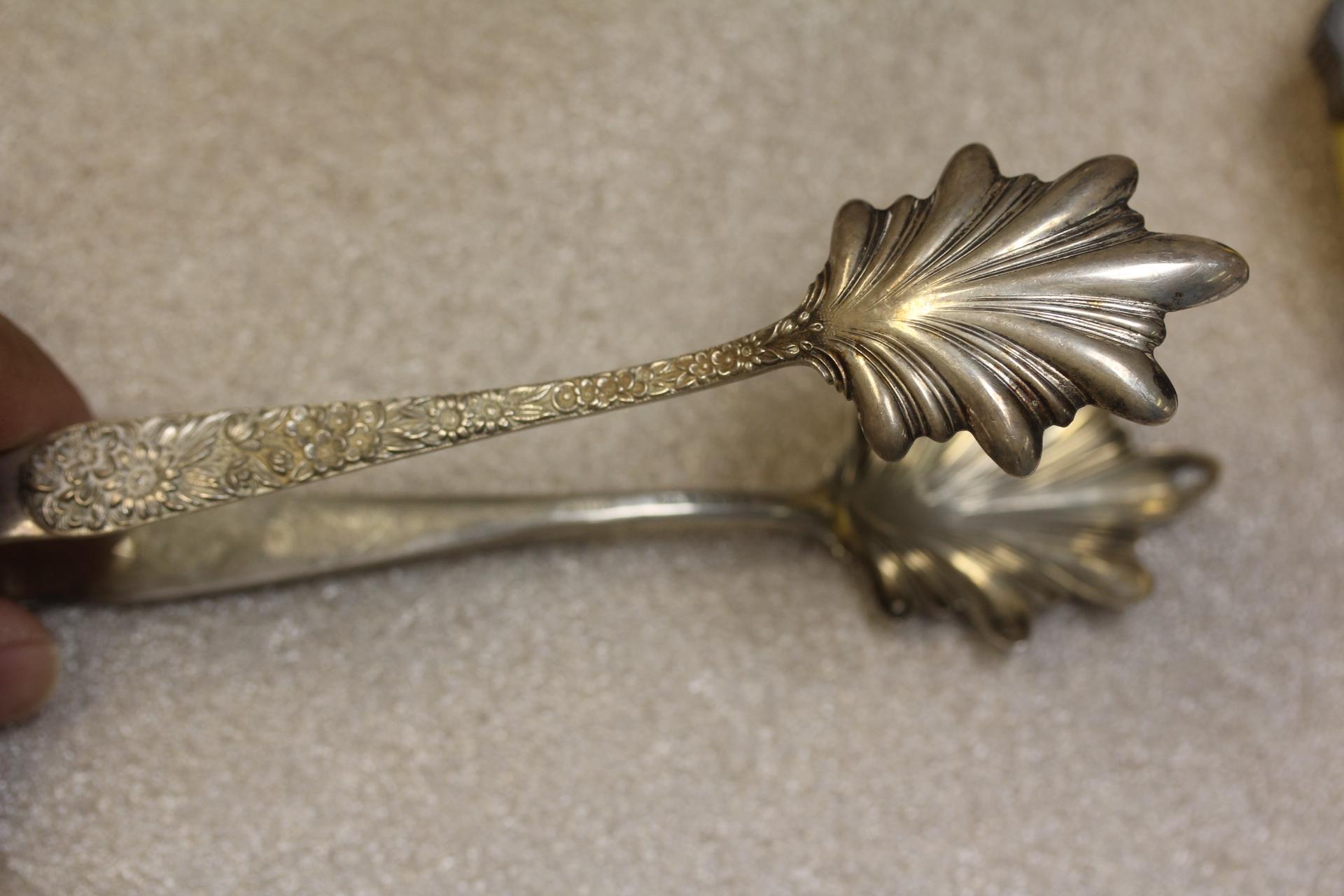 Large Ornate Sterling Tong