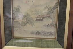 Set of 4 Chinese Watercolor on Silk
