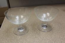 Set of 2 Etched Glass Goblets