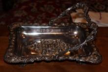 Real Ornate Silverplate Rectangular Basket