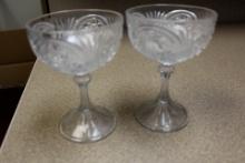 Set of 2 Pressed Glass Goblets