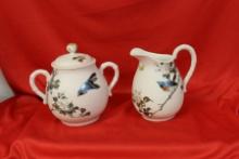 Set of Two Japanese Kutani? Cream and Sugar