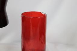 Two Ruby Red Glass Articles