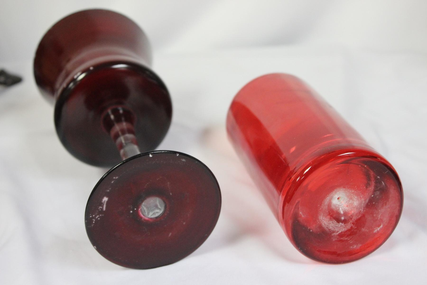 Two Ruby Red Glass Articles