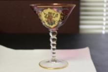 Hand Painted Cranberry Champagne Glass