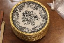 Set of 12 Copeland Spode Gold Rim Salad Plates