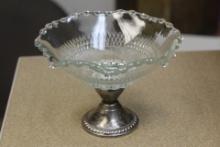 Sterling base Glass Compote