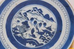 Chinese Export Canton Pattern Blue and White Plate