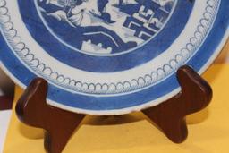 Chinese Export Canton Pattern Blue and White Plate