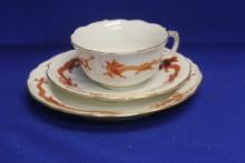 German Meissen Cup, Saucer and Underplate