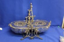 Antique Silverplated Fold Clam Shell Biscuit Box