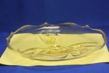 A Yellow Depression Glass Footed Plate