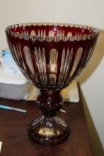 A Huge Bohemian Ruby Red Cut Glass Bowl