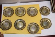 Set of 8 Sterling Ornate Small Dishes