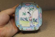 Antique Chinese Enamel Square Dish