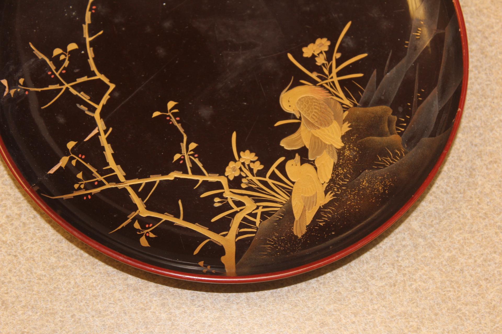 Lot of 2 Japanese Lacquer Trays