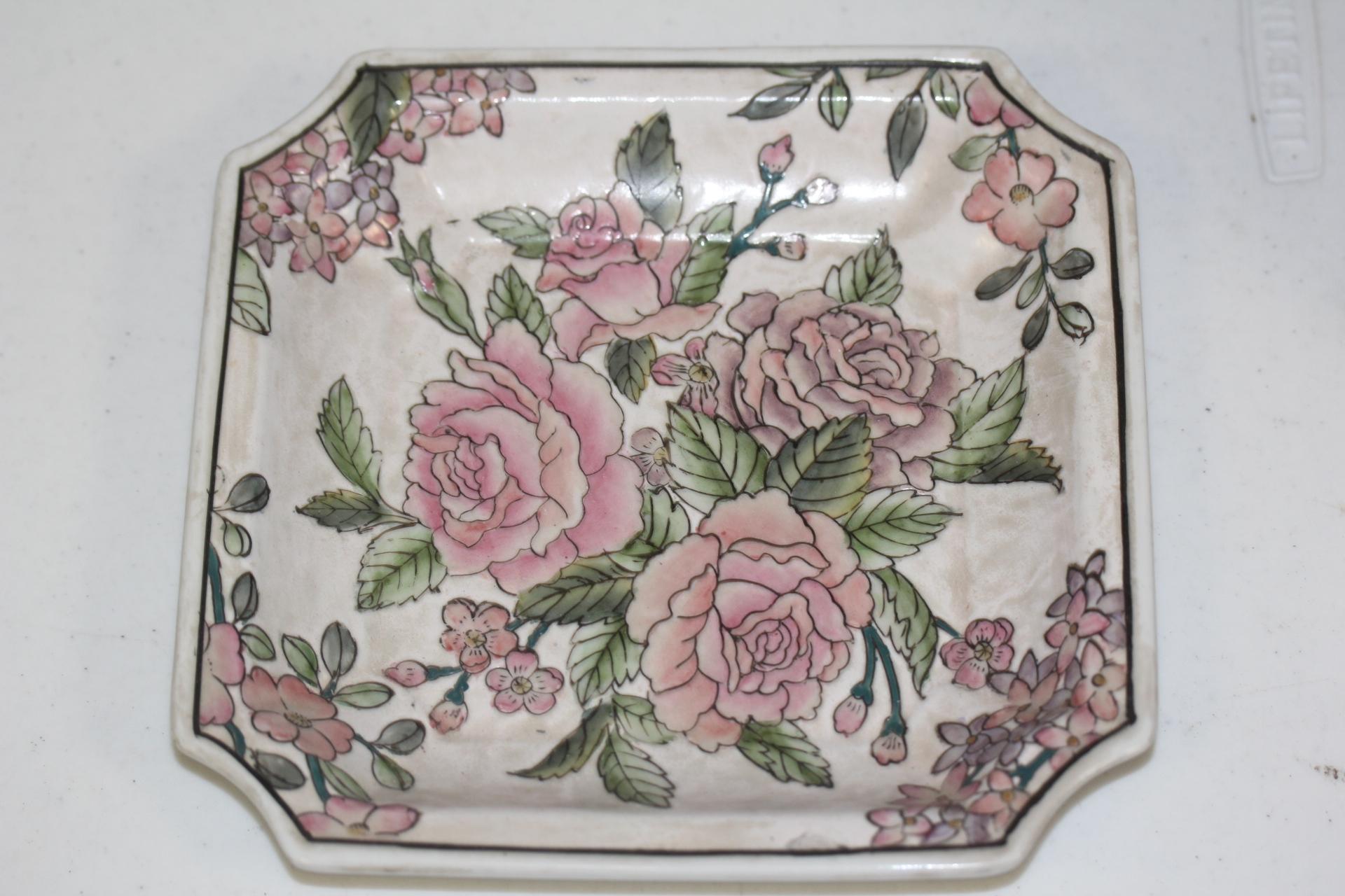 Signed Decorative Chinese Square Plate