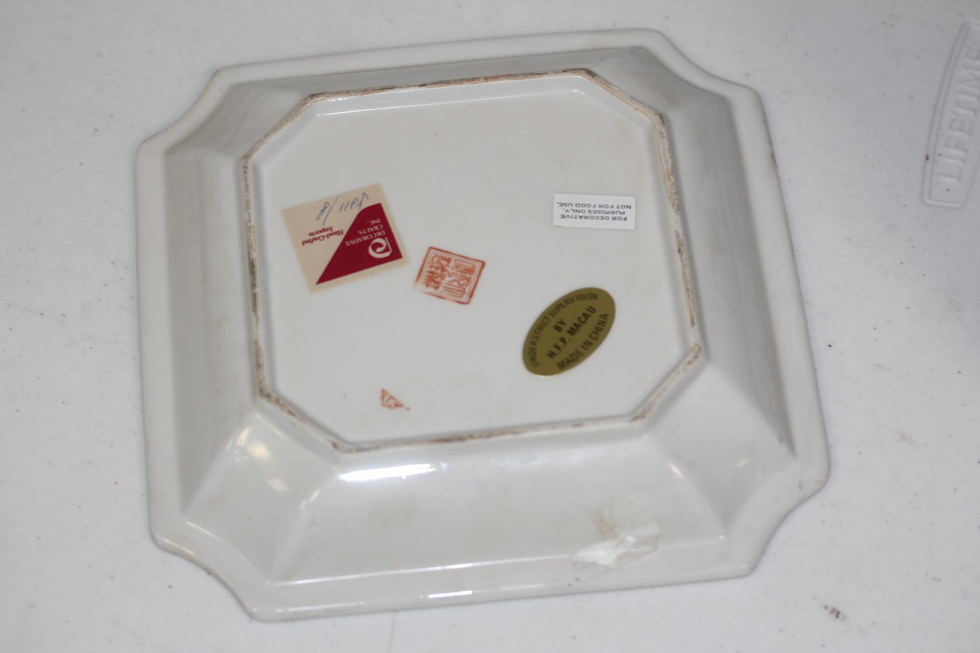Signed Decorative Chinese Square Plate