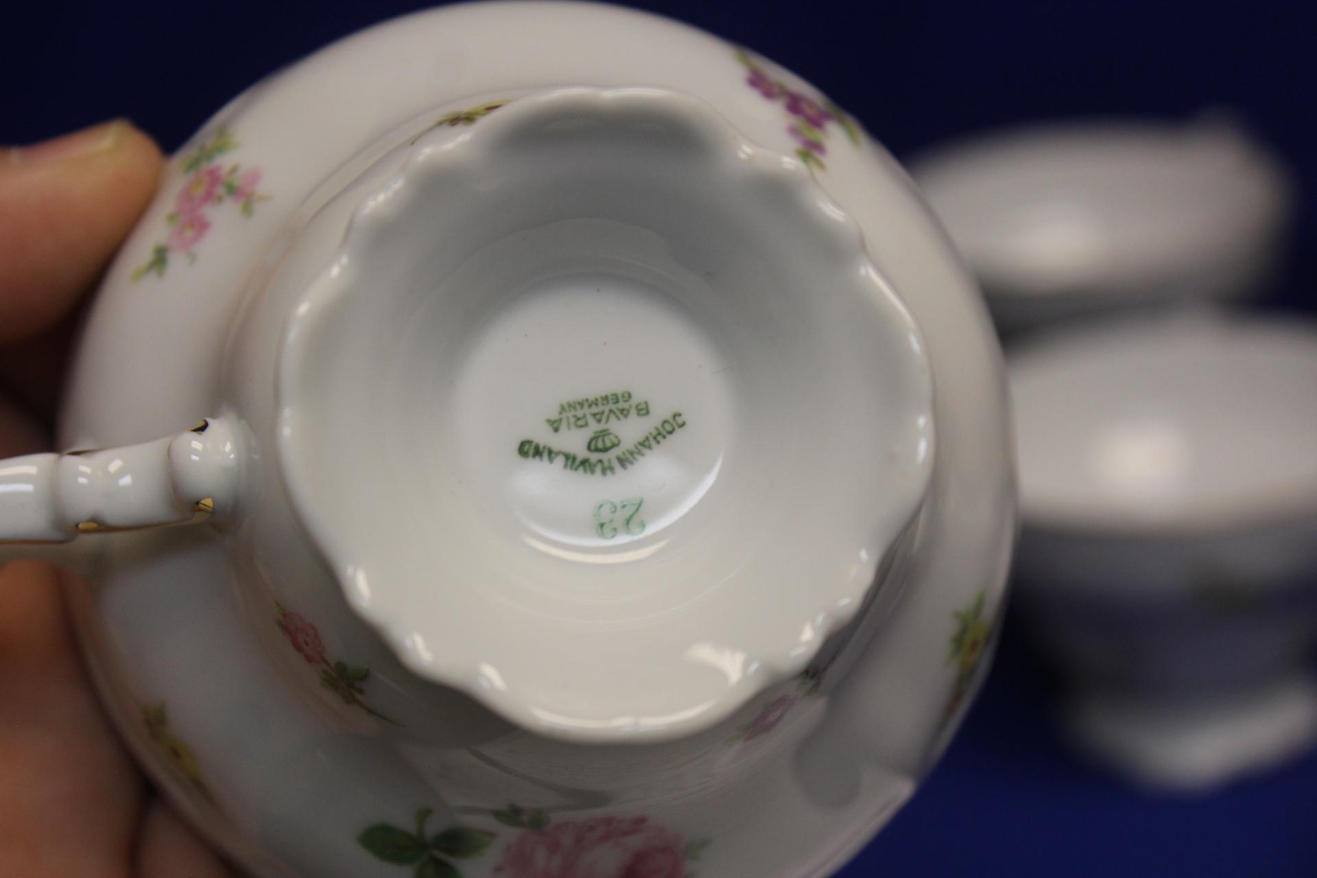 Set of 12 Johann Haviland Cups and Sugar Container