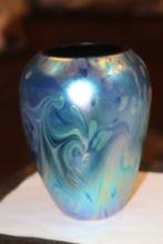 Robert Eickholt Iridescent Art Glass Vase