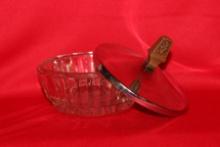 A Glass Jewelry Box with Metal Lid