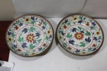 Set of 2 Oriental Ceramic and Metal Bowls