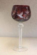 Ruby Red Cut Glass Goblet